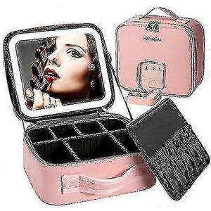 Unbranded (Pink) Makeup Travel Bag With Led Light Up Mirror Portable Makeup Case Organizer Unbranded (Pink) Makeup Travel Bag With Led Light Up Mirror Portable Makeup Case Organizer
