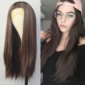 Luwigs Dark Brown Lace Front Wigs Synthetic T Lace Long Straight Chocolate Brown Luwigs Dark Brown Lace Front Wigs Synthetic T Lace Long Straight Chocolate Brown
