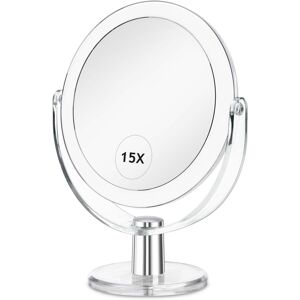 CLSEVXY Vanity Mirror Makeup Mirror with Stand, 1X/15X Magnification Double Side CLSEVXY Vanity Mirror Makeup Mirror with Stand, 1X/15X Magnification Double Side