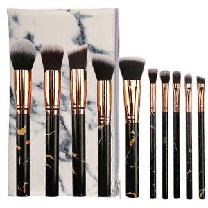 Unbranded (As show, One size) Portable makeup brush set (black), 10 piece marble makeup br Unbranded (As show, One size) Portable makeup brush set (black), 10 piece marble makeup br