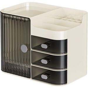 Unbranded Makeup Organizers for Vanity with 3-Layer Drawers and Mirror, White Cosmetic Sto Unbranded Makeup Organizers for Vanity with 3-Layer Drawers and Mirror, White Cosmetic Sto