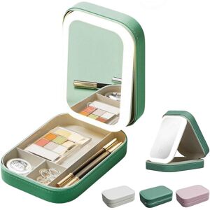 Unbranded (Green) Built-in makeup storage box with lighted mirror Unbranded (Green) Built-in makeup storage box with lighted mirror