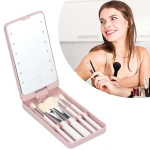 Unbranded (Pink) Travel Makeup Brush Set with LED Lighted Mirror and 5 Makeup Brushes Gift Unbranded (Pink) Travel Makeup Brush Set with LED Lighted Mirror and 5 Makeup Brushes Gift