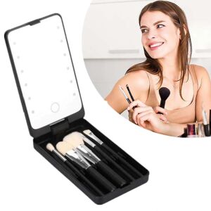Unbranded (Black) Travel Makeup Brush Set with LED Lighted Mirror and 5 Makeup Brushes Gif Unbranded (Black) Travel Makeup Brush Set with LED Lighted Mirror and 5 Makeup Brushes Gif