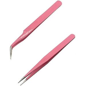Unbranded Eyelash tweezers, 2 tweezers, straight and curved, with pointed tip Unbranded Eyelash tweezers, 2 tweezers, straight and curved, with pointed tip