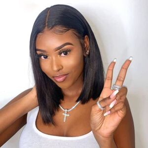 Unbranded Women Short Bob Wig Straight Black Hair Lace Front Natural Color U-Shape Cap Wig Unbranded Women Short Bob Wig Straight Black Hair Lace Front Natural Color U-Shape Cap Wig