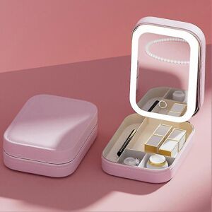 Unbranded Small Makeup Mirror with Light Pink, Rechargeable Portable Mirror, Sturdy Cosmet Unbranded Small Makeup Mirror with Light Pink, Rechargeable Portable Mirror, Sturdy Cosmet