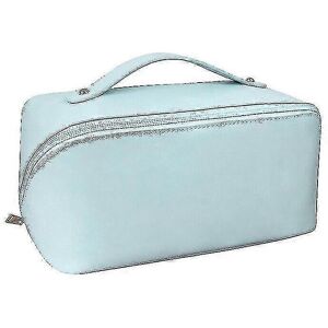 Unbranded Large Makeup Bag Blue, Travel Cosmetic Bag with Brush Compartments, Makeup Organ Unbranded Large Makeup Bag Blue, Travel Cosmetic Bag with Brush Compartments, Makeup Organ