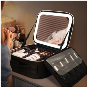 Unbranded (Black, M) GORISGARMO Travel Makeup Bag with LED mirror Cosmetic Bag Adjustable Unbranded (Black, M) GORISGARMO Travel Makeup Bag with LED mirror Cosmetic Bag Adjustable