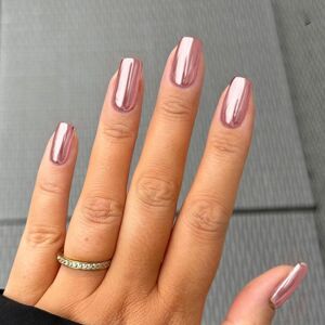 Coolnail Reflective Mirror Light Soft Pink Metal Plating False French Acrylic Na Coolnail Reflective Mirror Light Soft Pink Metal Plating False French Acrylic Na