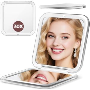 MOMOKUBA Compact Mirror, 30X Magnifying mirror for Purses, Small Makeup Mirror w MOMOKUBA Compact Mirror, 30X Magnifying mirror for Purses, Small Makeup Mirror w