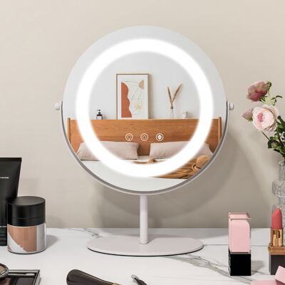 Casart Makeup Vanity Mirror 3 Colour Dimmable LED Lighted Round Mirror Touch Screen Casart Makeup Vanity Mirror 3 Colour Dimmable LED Lighted Round Mirror Touch Screen
