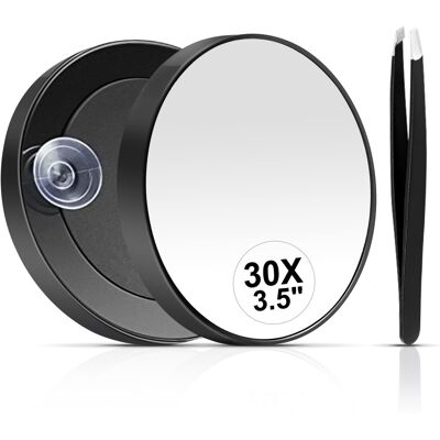 MIYADIVA 30X Magnifying Mirror, Small Compact Travel Mirror with Suction Cup and MIYADIVA 30X Magnifying Mirror, Small Compact Travel Mirror with Suction Cup and