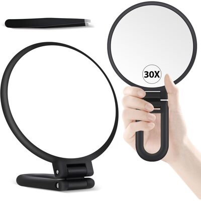 MIYADIVA 30X Magnifying Mirror, Hand Mirror with Handle, Double Sided Hand with MIYADIVA 30X Magnifying Mirror, Hand Mirror with Handle, Double Sided Hand with