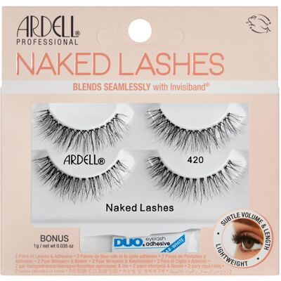 Ardell Naked Lashes 420 - Natural Volume & Lightweight Black Strip Lashes with D Ardell Naked Lashes 420 - Natural Volume & Lightweight Black Strip Lashes with D