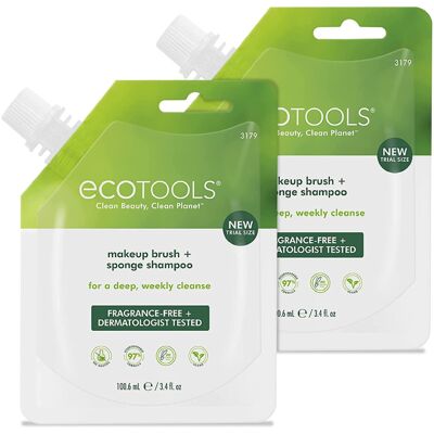 EcoTools Makeup Brush and Blending Sponge Shampoo, Removes Dirt, Makeup & Impuri EcoTools Makeup Brush and Blending Sponge Shampoo, Removes Dirt, Makeup & Impuri