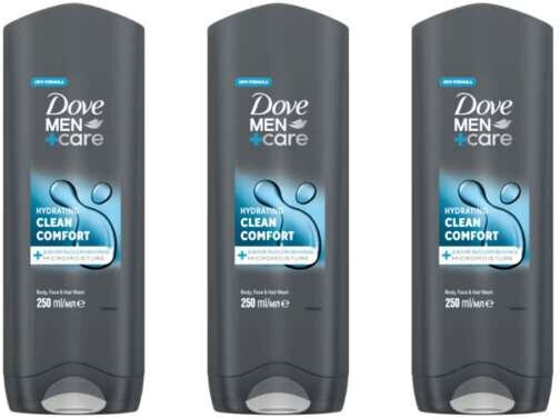 Dove Men+Care Hydrating Clean Comfort  Hair, Body & Face Wash  250ML (Pack of 3)