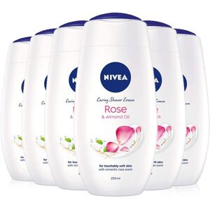 NIVEA Indulgent Moisture Rose Shower Cream Pack of 6 (6 x 250ml), Moisturising S NIVEA Indulgent Moisture Rose Shower Cream Pack of 6 (6 x 250ml), Moisturising S