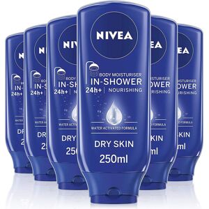 NIVEA In-Shower Body Moisturiser Nourishing for Dry Skin Pack of 6 (6 x 250ml), NIVEA In-Shower Body Moisturiser Nourishing for Dry Skin Pack of 6 (6 x 250ml),