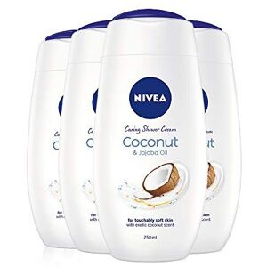 NIVEA Shower Cream Gel, Indulgent Moisture Coconut, Pack of 4 (4 x 250ml), Moist NIVEA Shower Cream Gel, Indulgent Moisture Coconut, Pack of 4 (4 x 250ml), Moist