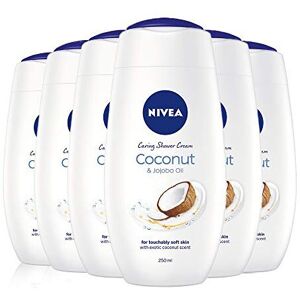 NIVEA Shower Cream Gel, Indulgent Moisture Coconut, Pack of 6 (6 x 250ml), Moist NIVEA Shower Cream Gel, Indulgent Moisture Coconut, Pack of 6 (6 x 250ml), Moist