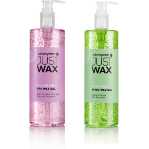 Salon System Just Wax Cleansing Pre Wax Gel 500ml and Soothing Tea Tree After Wa Salon System Just Wax Cleansing Pre Wax Gel 500ml and Soothing Tea Tree After Wa