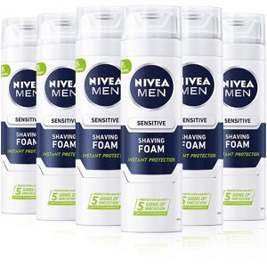 NIVEA MEN Sensitive Shaving Foam Pack of 6 (6 x 200ml) Sensitive Skin Shaving Foam, Sh NIVEA MEN Sensitive Shaving Foam Pack of 6 (6 x 200ml) Sensitive Skin Shaving Foam, Sh