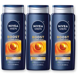 NIVEA MEN Boost 3-in-1 Body Wash, Citrus Scent and Caffeine Enriched Men's Body NIVEA MEN Boost 3-in-1 Body Wash, Citrus Scent and Caffeine Enriched Men's Body