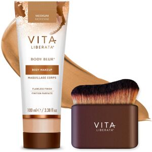 VITA LIBERATA Body Blur Medium 100ml & Brush Bundle, Leg & Body Makeup, Wash Off VITA LIBERATA Body Blur Medium 100ml & Brush Bundle, Leg & Body Makeup, Wash Off