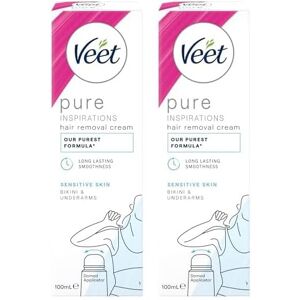 Veet Pure Hair Removal Cream, Bikini & Underarm, Sensitive Skin, 100ml each, Bod Veet Pure Hair Removal Cream, Bikini & Underarm, Sensitive Skin, 100ml each, Bod