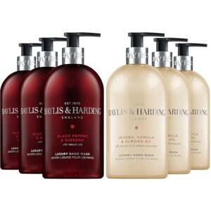 Baylis & Harding Hand Wash Bundle: 6 x 500ml (Black Pepper & Ginseng, Jojoba, Va Baylis & Harding Hand Wash Bundle: 6 x 500ml (Black Pepper & Ginseng, Jojoba, Va
