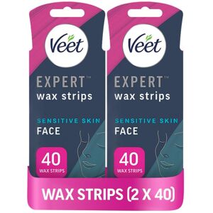 Veet Expert Cold Wax Strips, Hair Removal, Face, Sensitive Skin, 40 Strips each, Veet Expert Cold Wax Strips, Hair Removal, Face, Sensitive Skin, 40 Strips each,