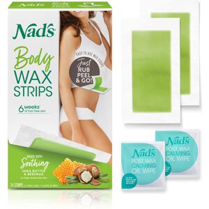 Nads Body Wax Strips Hair Removal For Women At Home plus 4 Calming Oil Wipes, 24 Nads Body Wax Strips Hair Removal For Women At Home plus 4 Calming Oil Wipes, 24