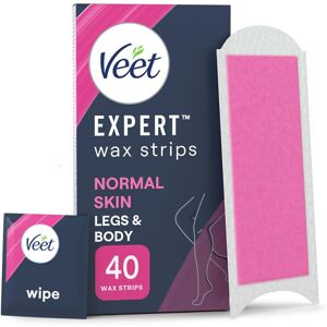 Veet Expert Cold Wax Strips, Legs & Body, Normal Skin, 40 Strips (4 Fi Veet Expert Cold Wax Strips, Legs & Body, Normal Skin, 40 Strips (4 Fi