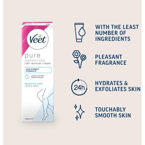 Veet Hair Removal Cream, Legs & Body, Sensitive Skin, 100ml each (pack of 2, 200 Veet Hair Removal Cream, Legs & Body, Sensitive Skin, 100ml each (pack of 2, 200
