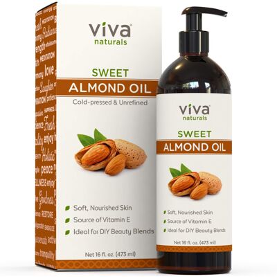 Viva Naturals Almond Oil; Sweet Almond Oil for Skin or Almond Oil for Hair, The Perfect Natura Viva Naturals Almond Oil; Sweet Almond Oil for Skin or Almond Oil for Hair, The Perfect Natura