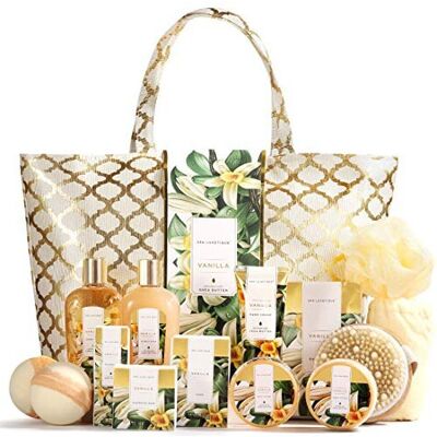 Spa Luxetique Spa Gift Basket, Vanilla Gift Baskets for Women, Luxury 15 Pcs Bat Spa Luxetique Spa Gift Basket, Vanilla Gift Baskets for Women, Luxury 15 Pcs Bat