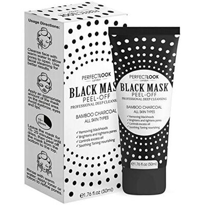 PERFECT LOOK LONDON PREMIUM Natural Black Mask Peel Off Charcoal Mask for Blackhead Removal, INTENSI PERFECT LOOK LONDON PREMIUM Natural Black Mask Peel Off Charcoal Mask for Blackhead Removal, INTENSI