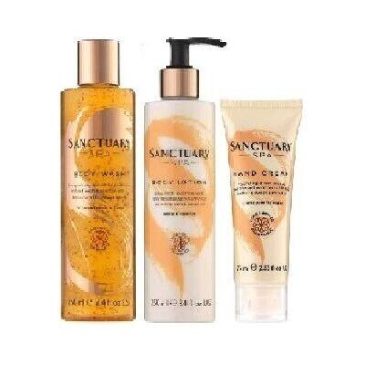 (3 PACK) Sanctuary Spa Body Wash 250ml & Sanctuary Spa Body Lotion 250ml & Sanct (3 PACK) Sanctuary Spa Body Wash 250ml & Sanctuary Spa Body Lotion 250ml & Sanct