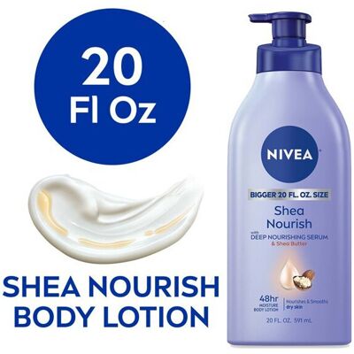 NIVEA Shea Nourish Body Lotion, Dry Skin Lotion with Shea Butter, 20 Fl Oz Pump NIVEA Shea Nourish Body Lotion, Dry Skin Lotion with Shea Butter, 20 Fl Oz Pump