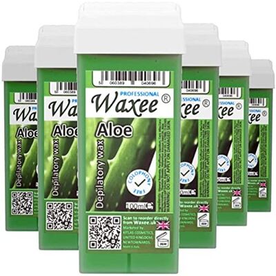 Waxee Roll on wax cartridge 100ml roller refill, pack of 6- Aloe Waxee Roll on wax cartridge 100ml roller refill, pack of 6- Aloe