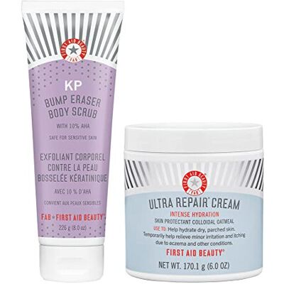 First Aid Beauty Bundle: KP Bump Eraser Body Scrub with 10% AHA – 226 g – and Ultra Repair Cream First Aid Beauty Bundle: KP Bump Eraser Body Scrub with 10% AHA – 226 g – and Ultra Repair Cream