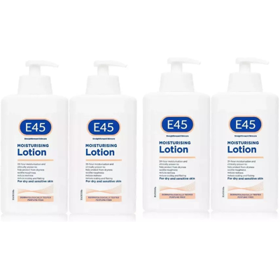 (4 x 500ml) E45 500ml Moisturising Lotion Dry & Sensitive Skin (4 x 500ml) E45 500ml Moisturising Lotion Dry & Sensitive Skin