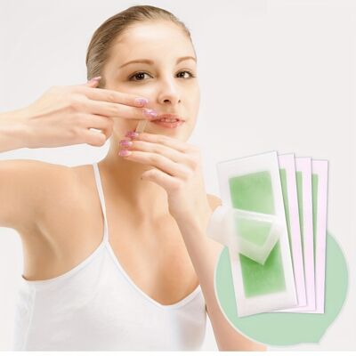 CLOSKYE (Green-aloe Flavor) 30pcs/set Honey Wax Strips, Facial Hair Removal Kit for Eyeb CLOSKYE (Green-aloe Flavor) 30pcs/set Honey Wax Strips, Facial Hair Removal Kit for Eyeb