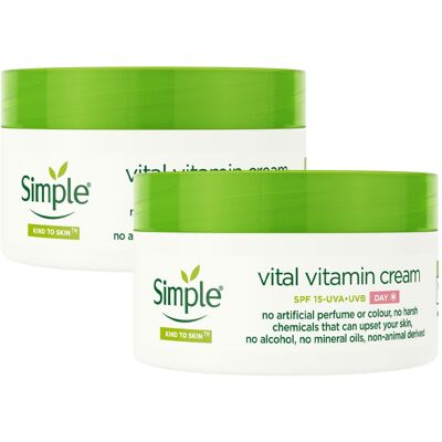 Simple Kind to Skin Day Cream SPF 15 Vital Vitamin 50ml, 2 Pk Simple Kind to Skin Day Cream SPF 15 Vital Vitamin 50ml, 2 Pk
