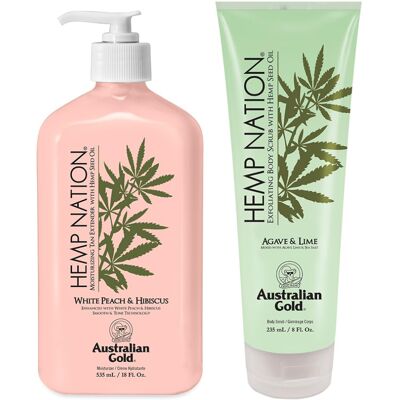 Australian Gold Hemp Nation White Peach & Hibiscus Bundle - Tan Extender Lotion Australian Gold Hemp Nation White Peach & Hibiscus Bundle - Tan Extender Lotion