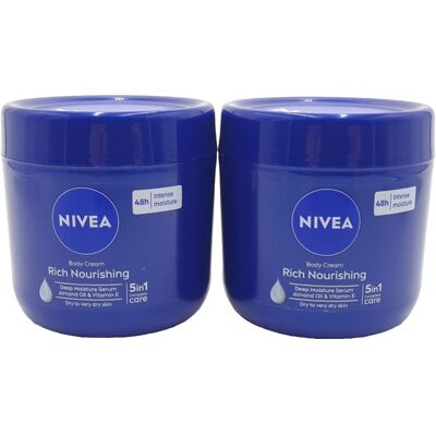 X2 Nivea Rich Nourishing Body Cream Dry Skin Almond Oil 400ml Tub X2 Nivea Rich Nourishing Body Cream Dry Skin Almond Oil 400ml Tub