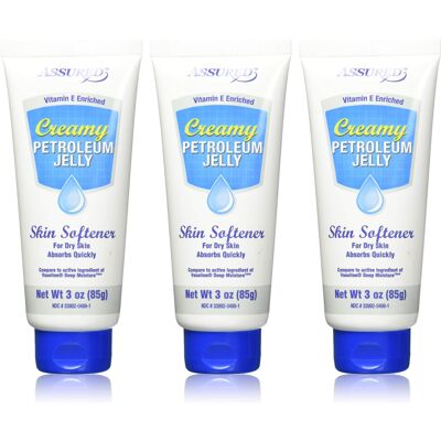 ASSURED Creamy Petroleum Jelly Hand Cream for Dry Rough Skin 3 oz each (3 pack) Absorbs ASSURED Creamy Petroleum Jelly Hand Cream for Dry Rough Skin 3 oz each (3 pack) Absorbs