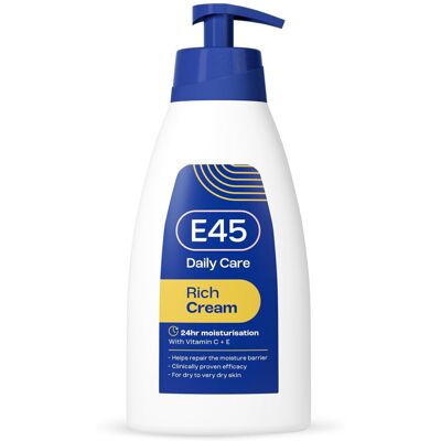 E45 Rich 24hr Moisturising Cream with Vitamin C & E ? Fast Absorbing, Deep Hydra E45 Rich 24hr Moisturising Cream with Vitamin C & E ? Fast Absorbing, Deep Hydra