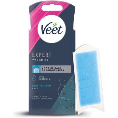 Veet Expert Waxing Strips for Sensitive Skin - 20 Cold Wax Strips & 4 Finish Wip Veet Expert Waxing Strips for Sensitive Skin - 20 Cold Wax Strips & 4 Finish Wip